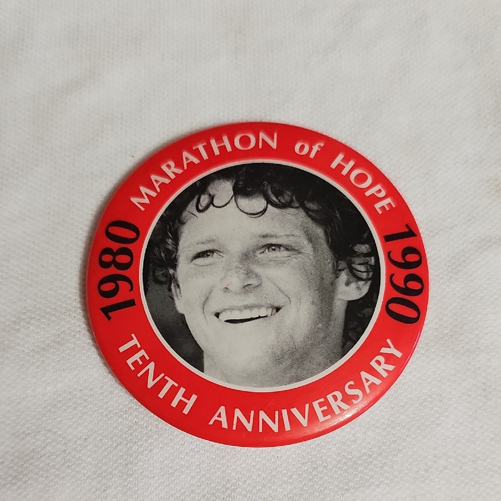 Terry Fox 1980 Tenth Anniversary Marathon of Hope For Cancer 2.5" Pinback Button